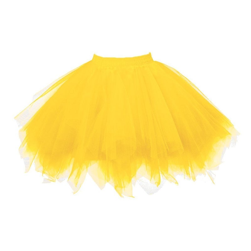ChicWind Womens Yellow Plus Size Puffy Tutu Layered Tulle Petticoat Skirt - Image 3